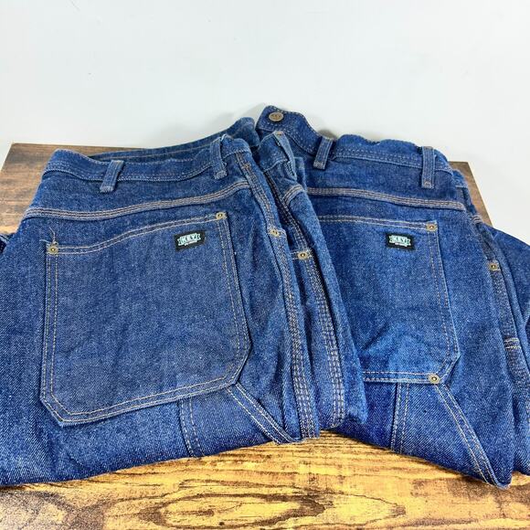 Key Mens Double Front Knee Blue Jeans 40x34 Carpenter Utility Suspender Logger - Picture 1 of 11